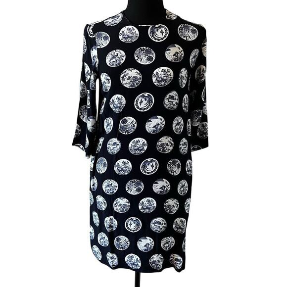 & Other Stories Dresses & Skirts - & Other Stories Women's Asian Lunar Print Mini Dress Quarter Sleeves Blue Sz 2